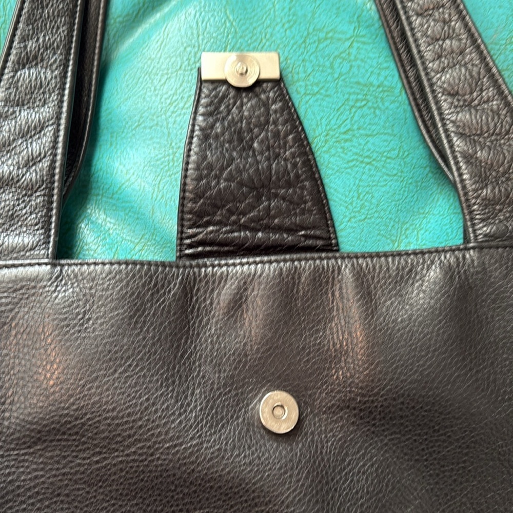 Black pebbled leather quality classic timeless tote bag work bag Libaire - Picture 3 of 11